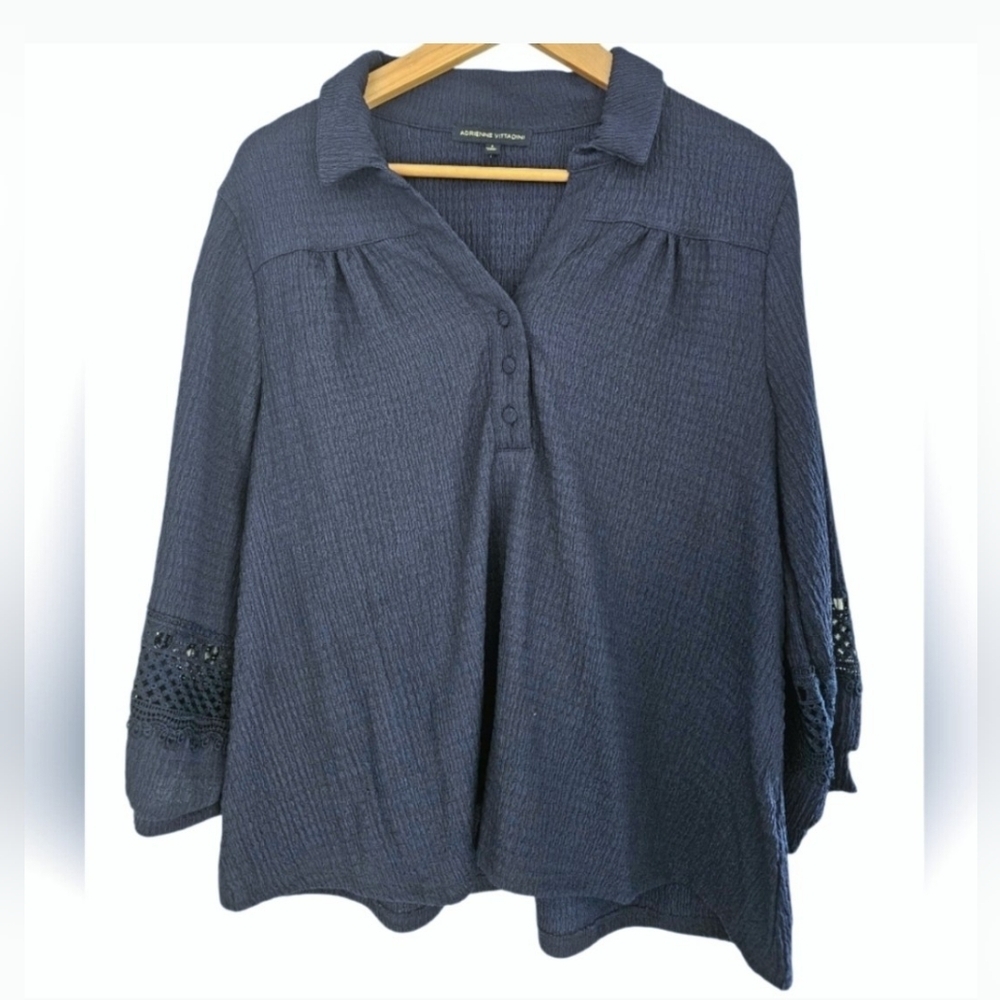 ADRIENNE VITTADINI 3/4 Button Down Blouse Size Large
